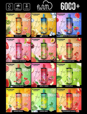 Χονδρικό γεμισμένο εκ των προτέρων 15ml ejuice 650mAh vape 6000puffs FluumBar6000 μίας χρήσης