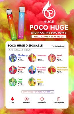 15ml προ γεμισμένη μάνδρα ριπών 950mah Vape Ejuice POCO ΤΕΡΆΣΤΙΑ 5000