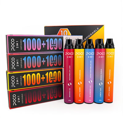 POCO 2 σε 1 αλατισμένο ε-υγρό μανδρών 2000puff 6ml της Nic μίας χρήσης Vapes