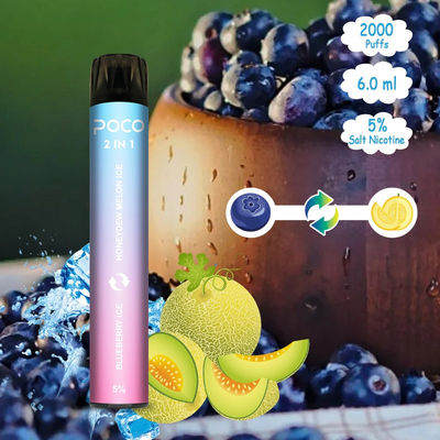 Poco 2 σε 1 μίας χρήσης Vape του 2000 νικοτίνη 5% συσκευών ριπών CBD