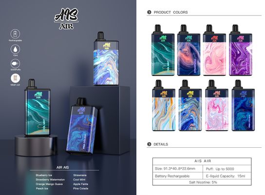 AIS Air 5000 Rechargeable Vape Stol Salt Nicotine Stand μιας χρήσης 75g