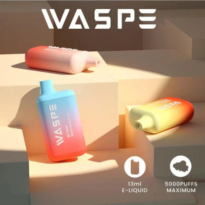 5000 Puffs Waspe επαναφορτιζόμενη μία φορά συσκευή πένας με 13 ml προγεμισμένου χυμού
