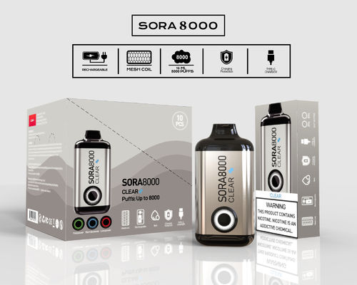 Sora 8000 Puff επαναφορτιζόμενο E τσιγάρο Mix φρούτα Φαλβορίκια Ξαναχρησιμοποιήσιμη πένα