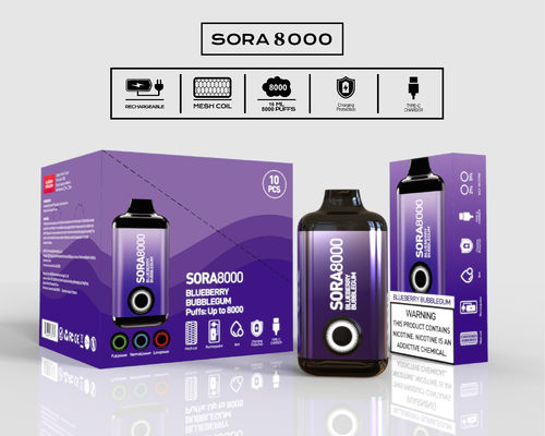 OEM 14ml 8000 Puffs Αρωματισμένο Ξαναχρησιμοποιήσιμο Vape Sora Pen 1.1ohm Mesh Coil