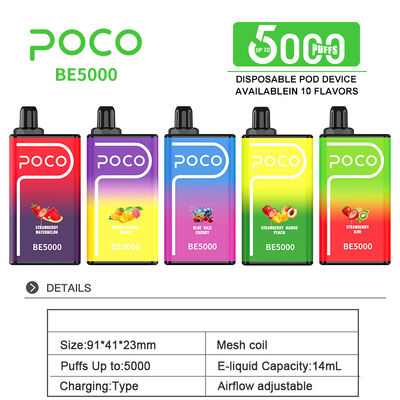 POCO BE5000 Puffs 50mg Νικοτίνη Εγκαταλειπτικό Vape 14ml Προγεμισμένος χυμός 1200mAh