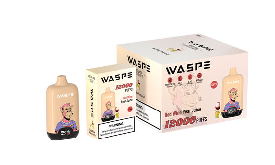 Waspe 12000puffs ψηφιακό κουτί υψηλής απόδοσης ηλεκτρονικό τσιγάρο με 5% Nic και μικτό χρώμα