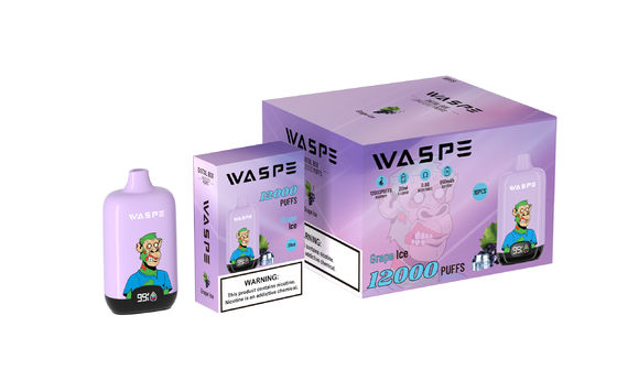 Waspe 12000puffs ψηφιακό κουτί υψηλής απόδοσης ηλεκτρονικό τσιγάρο με 5% Nic και μικτό χρώμα