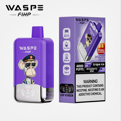 40000 φουσκάλες διπλής γεύσης WASPE FiHP 40K 36mL Προγεμισμένο απορριπτόμενο vape
